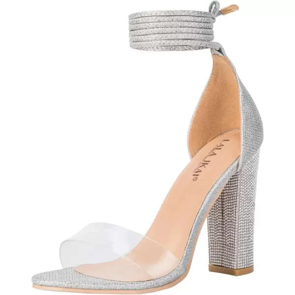 Women's High Heels Chunky Heels Sandals for Women Comfy Open Toe Strappy Rhinestone Heeled Sandals White Silver Gold Black Ankle Clear Heels for Party Wedding