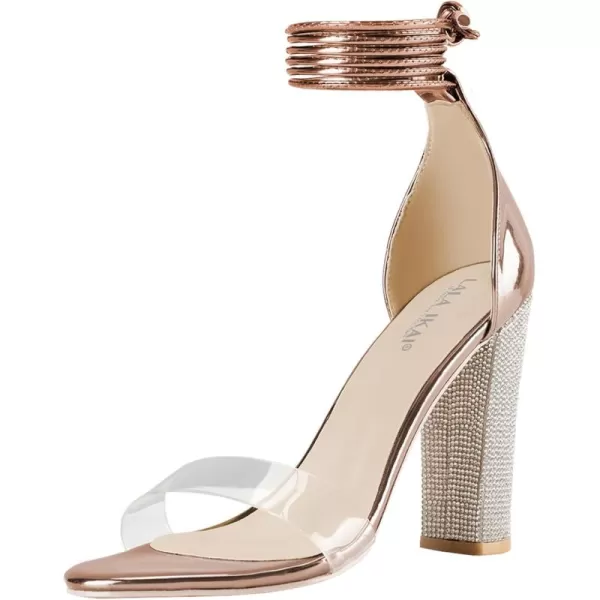 Women's High Heels Chunky Heels Sandals for Women Comfy Open Toe Strappy Rhinestone Heeled Sandals White Silver Gold Black Ankle Clear Heels for Party Wedding