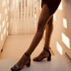 imageLALA IKAI Womens Block Heels Ankle Strappy Sandals Open Toe Pumps With Rhinestones Low Heels Dress Party Shoes