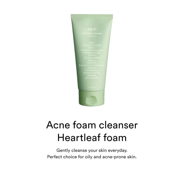 Abib Acne Foam Cleanser Heartleaf Foam 507 fl oz  150 ml I Hydrating Mild Acidic Daily Facial Cleanser Panthenol B5 Soothing for Irritated Skin and Acne Pimple Care