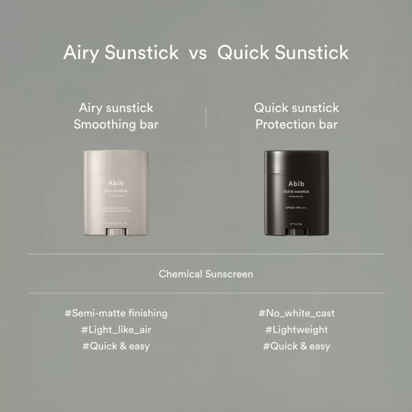 Abib Airy Sunstick Smoothing Bar SPF50  NonSticky Matte Finish Sun Protection for Face and Body Longlasting Korean Sun Stick1 Count Pack of 1