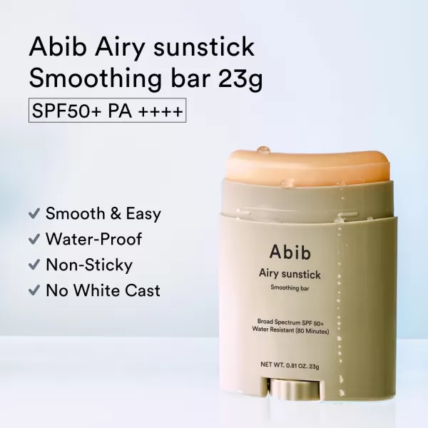 Abib Airy Sunstick Smoothing Bar SPF50  NonSticky Matte Finish Sun Protection for Face and Body Longlasting Korean Sun Stick1 Count Pack of 1