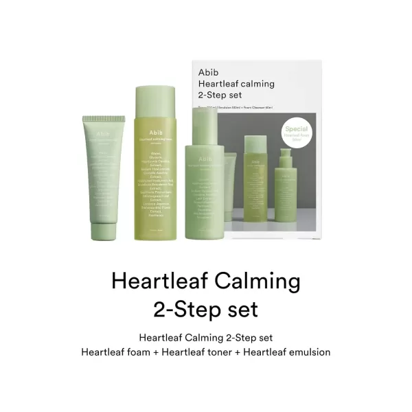 Abib Calming 2 Step Set with Cleanser I Heartleaf Calming Trio All in One Soothing Acne Pimple Mild Acidic for Senstive Skin Irritated Skin