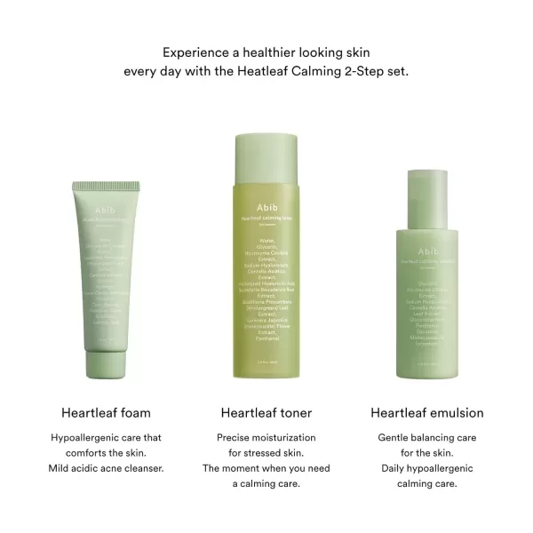 Abib Calming 2 Step Set with Cleanser I Heartleaf Calming Trio All in One Soothing Acne Pimple Mild Acidic for Senstive Skin Irritated Skin