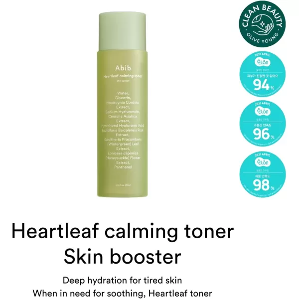 Abib Heartleaf Calming Toner Skin Booster 71 fl oz  210ml I Toner for Senstive Skin Irritated Skin Instant Relief for Acne