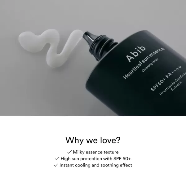 Abib Heartleaf Sun Essence Calming Drop 169 fl oz  50ml I 2 in 1 SPF Essence to Sun Care Calming Less Stress Soothing Heartleaf Essence Senstive Skin