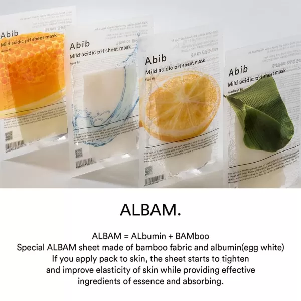 Abib Mild Acidic pH Sheet Mask Aqua Fit 10 Sheets I Intense Hydrating and Moisturizing Care for Dry and Dehydrated SkinHoney