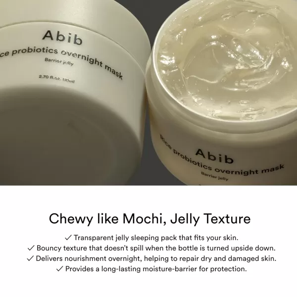 Abib Rice Probiotics Overnight Mask Barrier Jelly 271 fl oz I Intensive Hydrating Nourishing for Skin Barrier Bouncy Skin Texture Less Stress