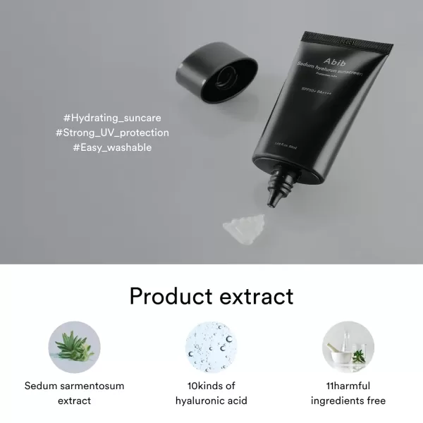 Abib Sedum Hyaluron Sunscreen Protection Tube 169 fl oz  150ml I Reef Safe Easy Washable NonSticky Sun Cream Allantoin for Calming Less Stress Sensitive Skin