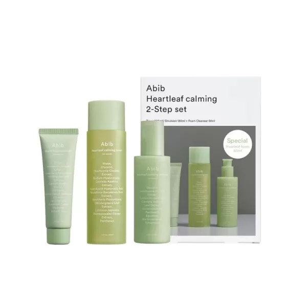 Abib Calming 2 Step Set with Cleanser I Heartleaf Calming Trio All in One Soothing Acne Pimple Mild Acidic for Senstive Skin Irritated Skin