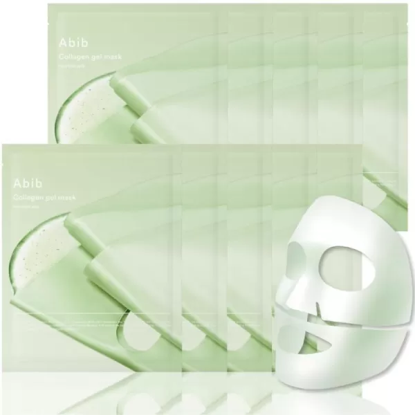 Abib Collagen Gel Mask Heartleaf Jelly 10 Sheets I Vegan Collagen Cooling Nourishing Hyaluronic Acid Hydrogel Facial Mask