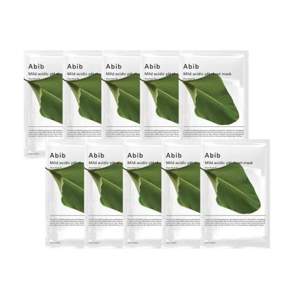 Abib Mild Acidic pH Sheet Mask Aqua Fit 10 Sheets I Intense Hydrating and Moisturizing Care for Dry and Dehydrated SkinHeartleaf