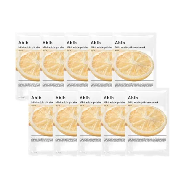 Abib Mild Acidic pH Sheet Mask Aqua Fit 10 Sheets I Intense Hydrating and Moisturizing Care for Dry and Dehydrated SkinYuja