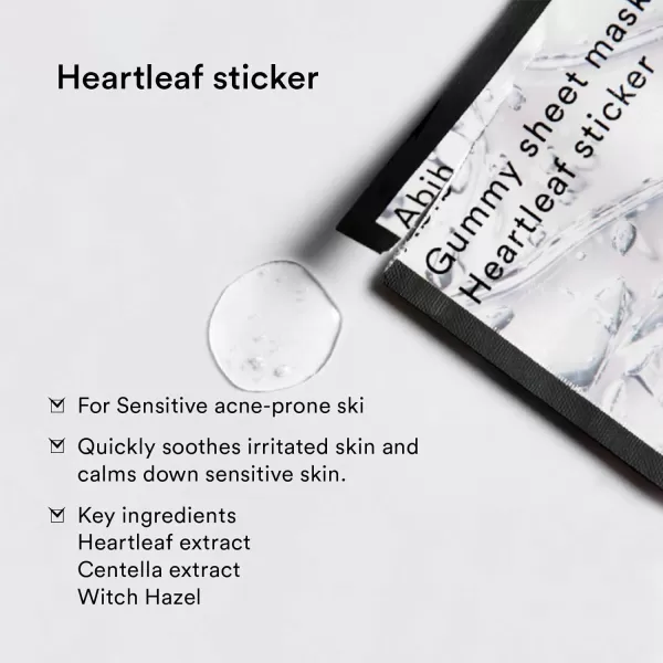 Abib Gummy Sheet Mask Heartleaf Sticker 10 Sheets I CICA Soothing for Sensitive and Dry Skin Refreshing and Hydrating Korean Facial Mask1 Count Pack of 10