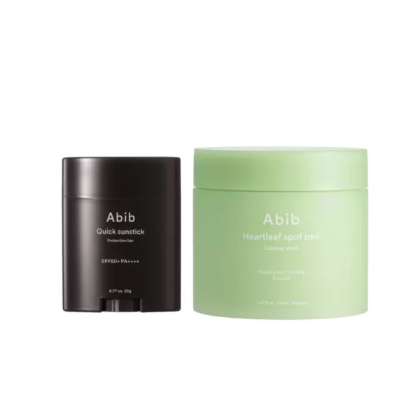 Abib Quick Sunstick Protection Bar 078oz  Abib Heartleaf Spot pad Calming Touch 80 pads