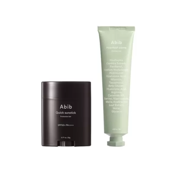 Abib Quick Sunstick Protection Bar SPF50 078 Oz  Abib Heartleaf Creme Calming Tube 254 Fl Oz
