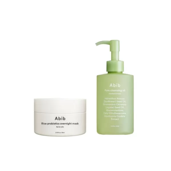 Abib Rice Probiotics Overnight Mask Barrier Jelly 27 fl oz  80ml Pore Cleansing Oil Heartleaf OilWash 710 fl oz  210ml