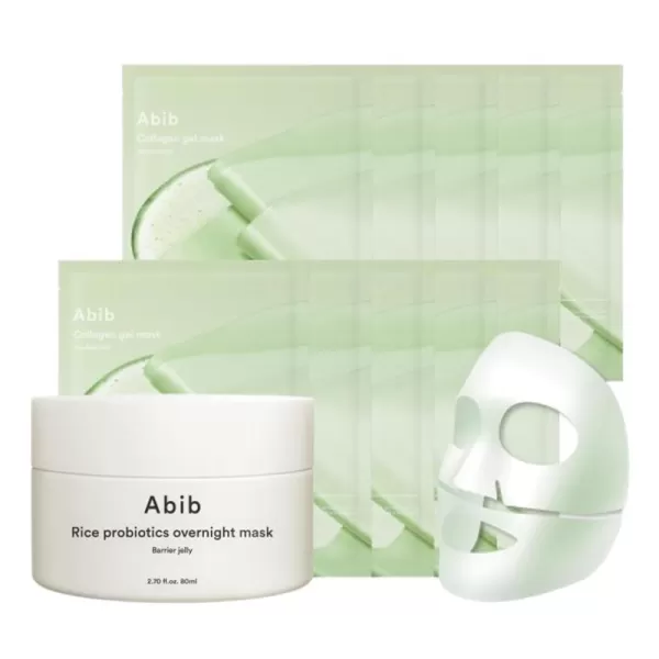 Abib Rice Probiotics Overnight Mask Barrier Jelly 271 fl oz  Collagen Gel Mask Heartleaf Jelly 10 Sheets