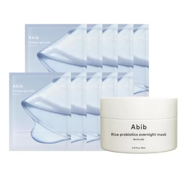 Abib Rice Probiotics Overnight Mask Barrier Jelly  Collagen Gel Mask Sedum Jelly 10 Sheets Hydrating