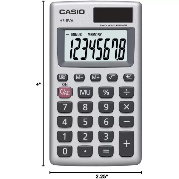 Casio HS8VA Solar Powered Standard Function Calculator1 Count Pack of 1