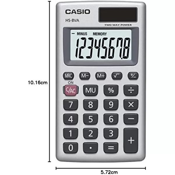 Casio HS8VA Solar Powered Standard Function Calculator1 Count Pack of 1