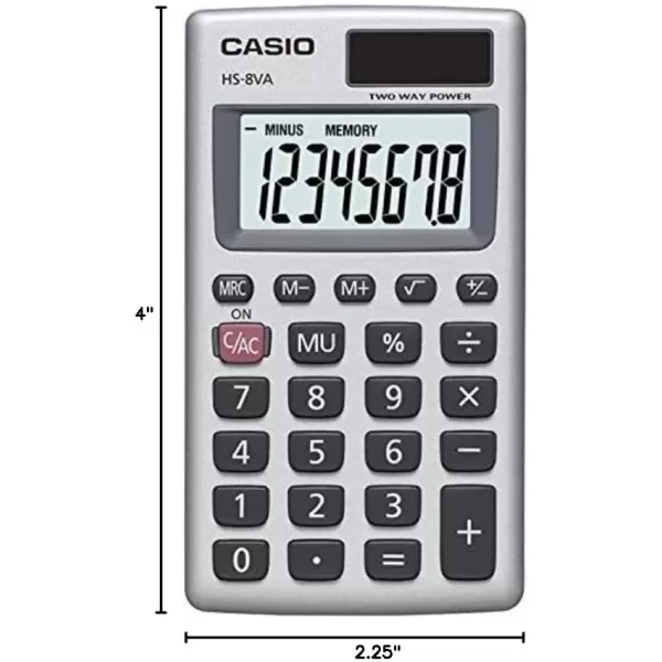 Casio HS8VA Solar Powered Standard Function Calculator1 Count Pack of 2