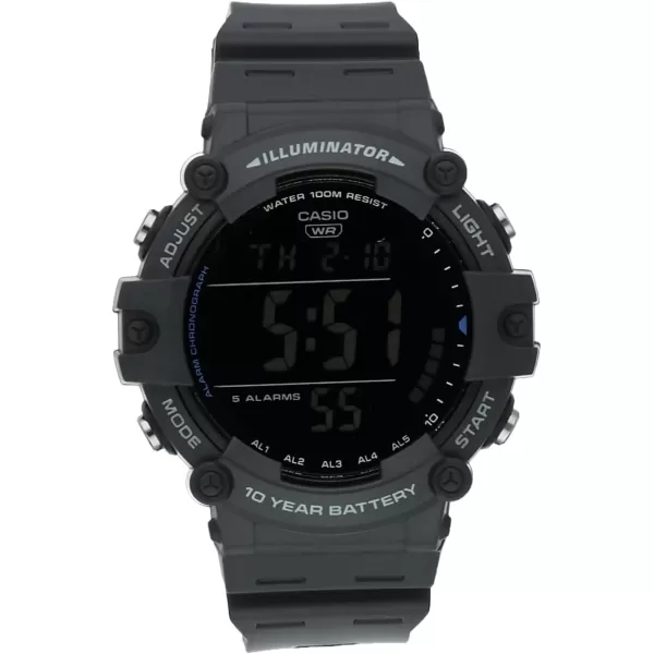 Casio Illuminator AE1500WH Series  10Year Battery  LED Backlight  5Alarms  1100 Sec Stopwatch  Mens Digital WatchGray