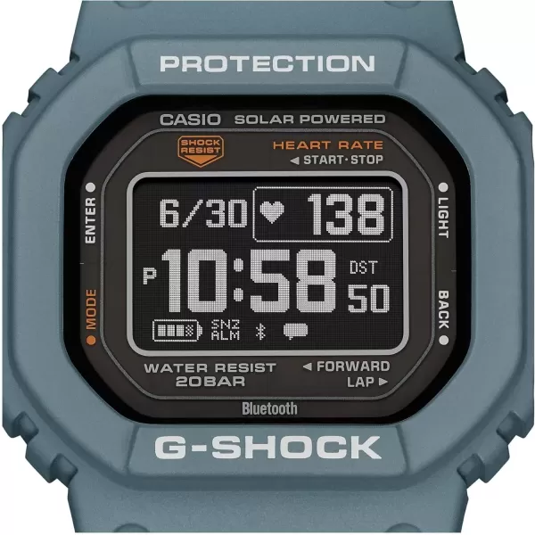 Casio Mens GShock Move DWH5600 Series Multisport Run Walking Gym Workout Heart Rate Watch Quartz Solar Assisted WatchDolphin Blue