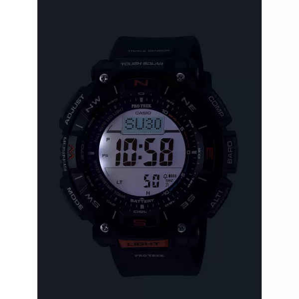 Casio PRG340 Series  Pro Trek  100 Meter Water Resistance  Compass  AltBaroThermo  Tough Solar Power  1100 SEC Stopwatch  Countdown Timer  World TimeBlack