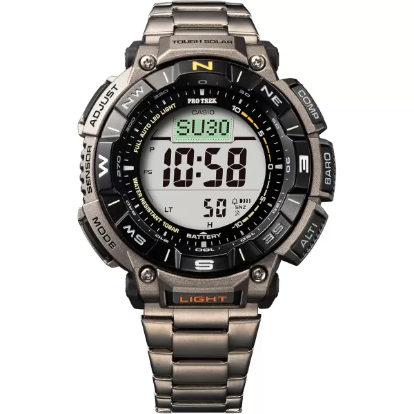 Casio PRG340 Series  Pro Trek  100 Meter Water Resistance  Compass  AltBaroThermo  Tough Solar Power  1100 SEC Stopwatch  Countdown Timer  World TimeSilver