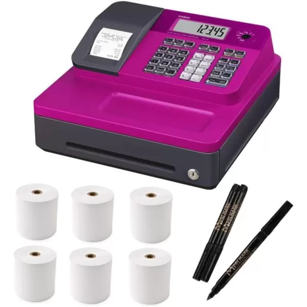 Casio Cash Register for SmallMedium Sized Retail Businesses Pink Bundle