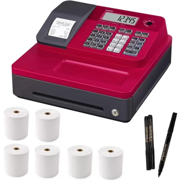 Casio Cash Register for SmallMedium Sized Retail Businesses Red bundle