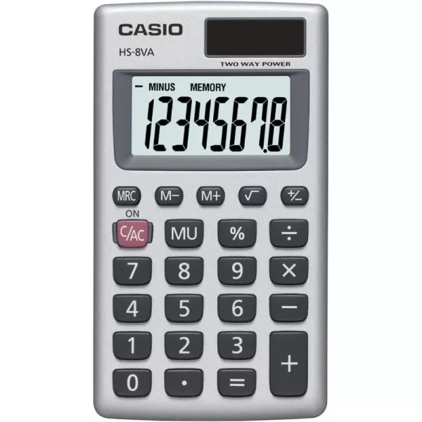 Casio HS8VA Solar Powered Standard Function Calculator1 Count Pack of 1