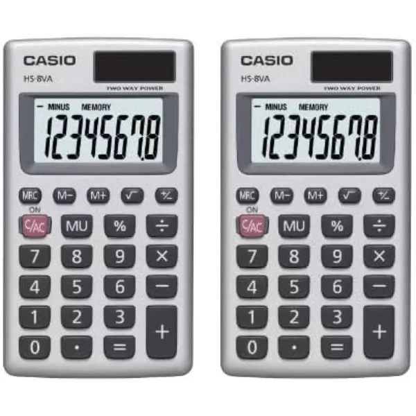 Casio HS8VA Solar Powered Standard Function Calculator1 Count Pack of 2