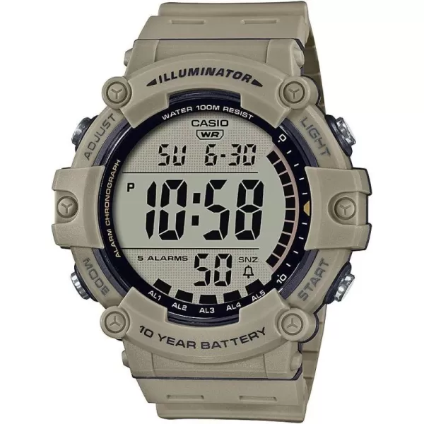 Casio Illuminator AE1500WH Series  10Year Battery  LED Backlight  5Alarms  1100 Sec Stopwatch  Mens Digital WatchTan