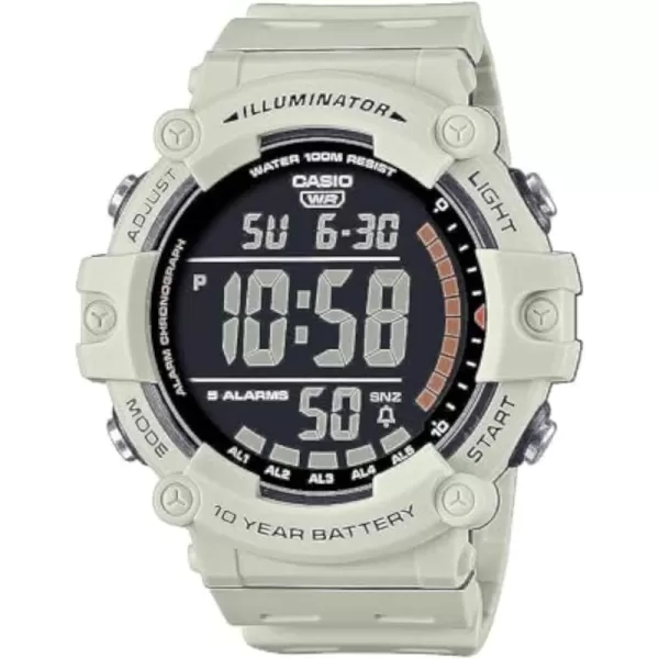 Casio Illuminator AE1500WH Series  10Year Battery  LED Backlight  5Alarms  1100 Sec Stopwatch  Mens Digital WatchWhite