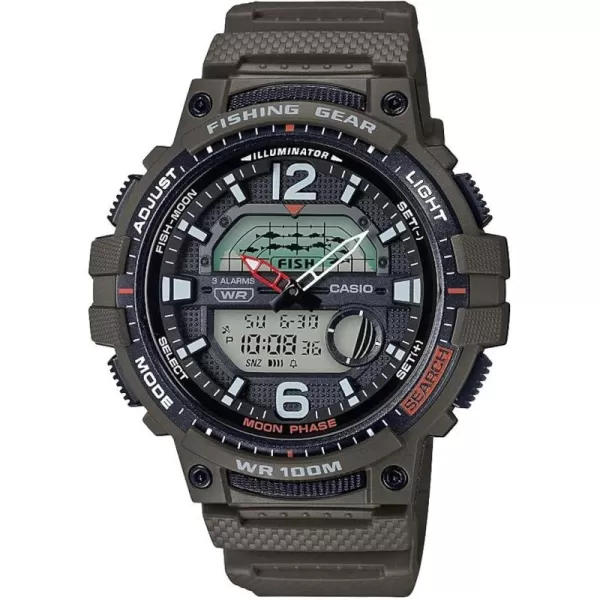 Casio Mens Fishing Gear 10 Year Battery Black Resin Watch WSC1250H1AVCFGREEN