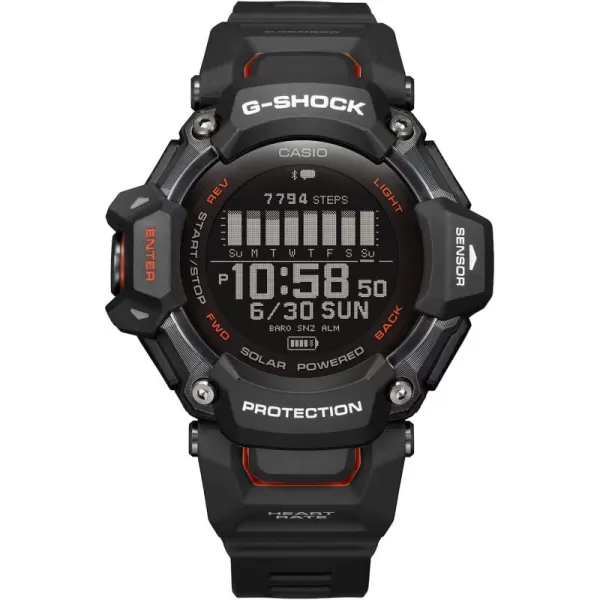 Casio Mens GShock Move GBDH2000 Series Multisport Run Bike Swim Gym Workout GPS  Heart Rate Watch Quartz Solar Assisted Black and Red Watch with Black Resin Strap