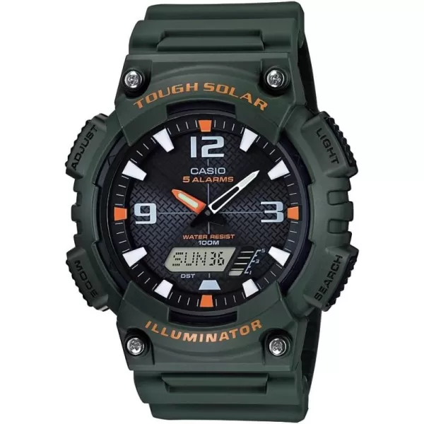 Casio Mens Solar Powered Japanese Quartz Watch with Resin Strap Green Model AQS810W3AV