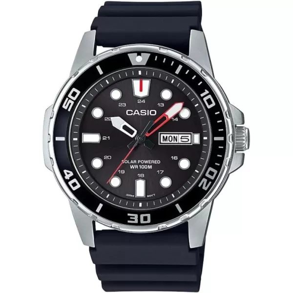 Casio Mens Stainless Steel Quartz Resin Strap Black 22 Casual Watch Model MTPS1101AVCF RED