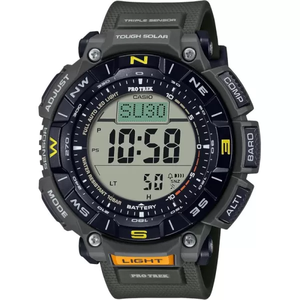 Casio PRG340 Series  Pro Trek  100 Meter Water Resistance  Compass  AltBaroThermo  Tough Solar Power  1100 SEC Stopwatch  Countdown Timer  World TimeGreen