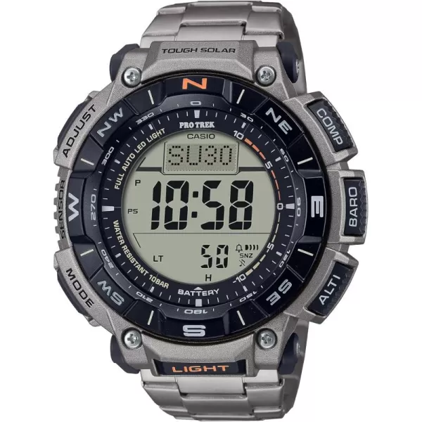 Casio PRG340 Series  Pro Trek  100 Meter Water Resistance  Compass  AltBaroThermo  Tough Solar Power  1100 SEC Stopwatch  Countdown Timer  World TimeSilver