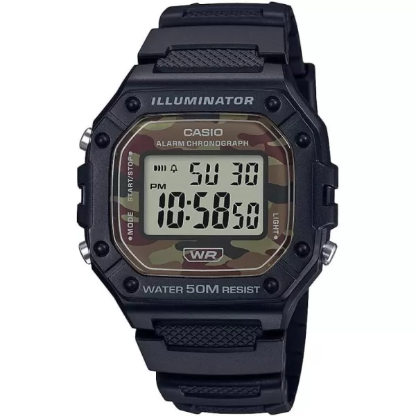 Casio W218H Series  Mens Digital Watch  50M WR  1100 Second Stopwatch  100 SEC Chronograph  LED Backlight  Countdown Timer  Daily Alarm  Hourly Time Signal  7 Year BatteryBlack