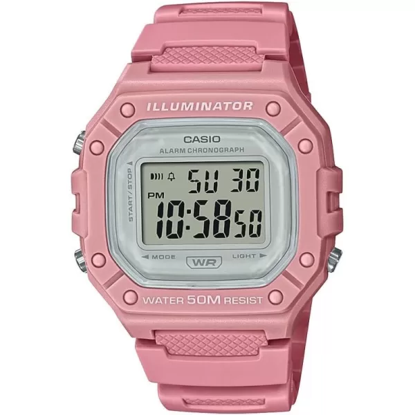 Casio W218H Series  Mens Digital Watch  50M WR  1100 Second Stopwatch  100 SEC Chronograph  LED Backlight  Countdown Timer  Daily Alarm  Hourly Time Signal  7 Year BatteryPink