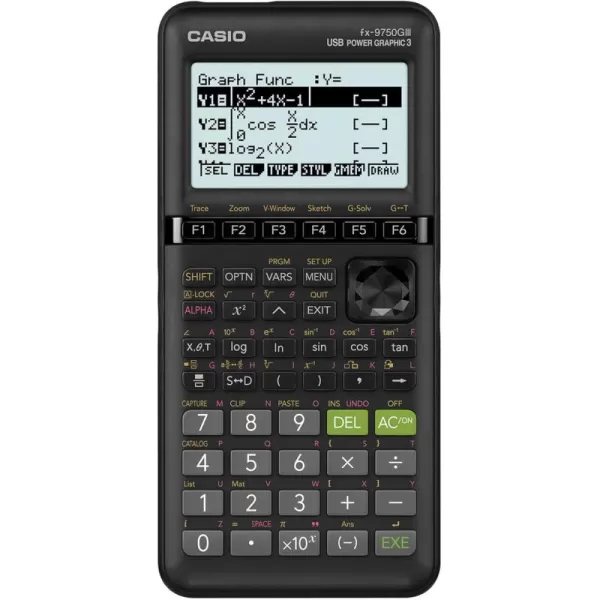 Casio fx9750GIII Standard Graphing Calculator Python and Natural Text Book Display BlackBlack