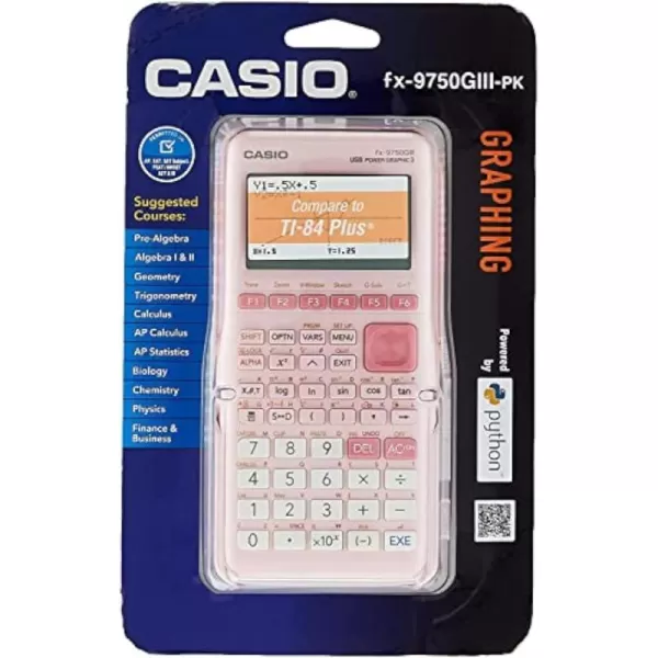 Casio fx9750GIII Standard Graphing Calculator Python and Natural Text Book Display BlackPink