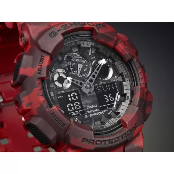 Casio Mens GA100 XL Series GShock Quartz 200M WR Shock Resistant WatchRed