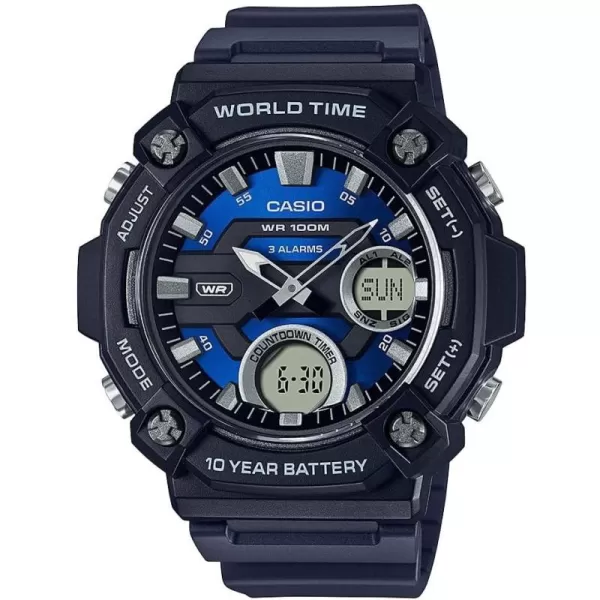 Casio 10 Year Battery World Time Countdown Timer AnalogDigital Watch Model AEQ120W2AV