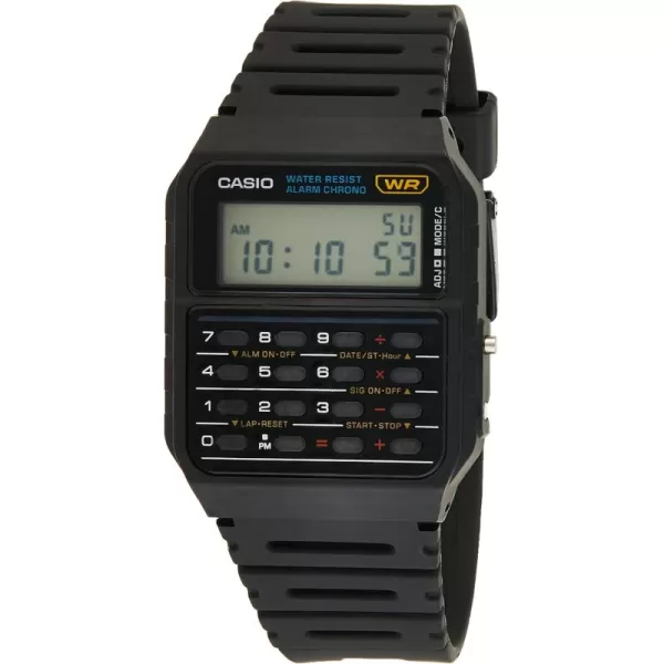 Casio CA53W Vintage Series  Data Bank  1100 SEC Stopwatch  Water Resistant  8 Digit Calculator  Dual Time  Resin Band  Resin Case  Auto Calendar  Daily Alarm  5 Year BatteryBlack