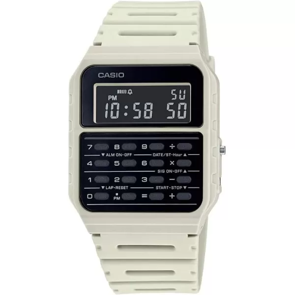 Casio CA53W Vintage Series  Data Bank  1100 SEC Stopwatch  Water Resistant  8 Digit Calculator  Dual Time  Resin Band  Resin Case  Auto Calendar  Daily Alarm  5 Year BatteryGrey